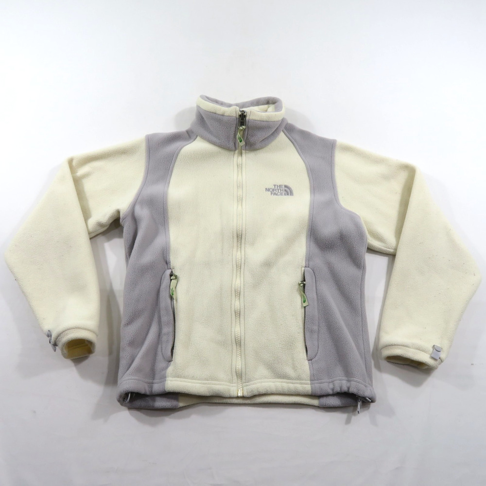 The North Face Fleece Jacket Full Zip WHITE/Gray Womens Size S